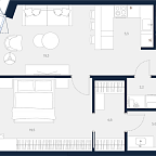 Планировка Апартаменты с 1 спальней 67.9 м2 в ЖК Logos