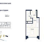 Планировка Квартира с 1 спальней 18.55 м2 в ЖК 1-й Нагатинский