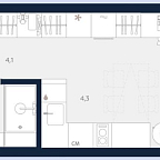 Планировка Апартаменты с 1 спальней 26.6 м2 в ЖК Logos