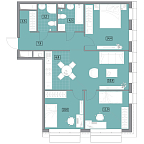 Планировка Квартира с 3 спальнями 79.6 м2 в ЖК Westerdam
