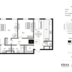 Планировка Апартаменты с 2 спальнями 88.7 м2 в ЖК Titul на Серебрянической