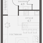 Планировка Апартаменты с 1 спальней 39 м2 в ЖК AHEAD