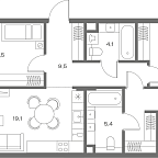 Планировка Квартира с 3 спальнями 82.4 м2 в ЖК Soul