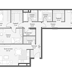 Планировка Квартира с 3 спальнями 119 м2 в ЖК Врубеля, 4