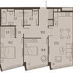 Планировка Квартира с 2 спальнями 85.6 м2 в ЖК High Life