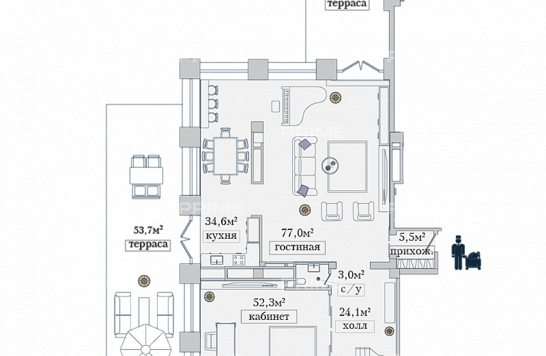 Апартаменты с 5 спальнями 415.8 м2 в ЖК Звезды Арбата