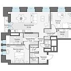 Планировка Квартира с 3 спальнями 120.3 м2 в ЖК Чистые Пруды