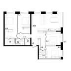 Планировка Квартира с 4 спальнями 129.07 м2 в ЖК Republic