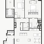 Планировка Квартира с 2 спальнями 133.6 м2 в ЖК Artisan