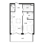 Планировка Квартира с 2 спальнями 58.74 м2 в ЖК Republic