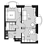 Планировка Апартаменты с 1 спальней 46 м2 в ЖК Wellton Spa Residence