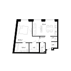 Планировка Апартаменты с 1 спальней 64.52 м2 в ЖК Vernissage