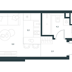 Планировка Апартаменты с 1 спальней 19.2 м2 в ЖК Level Южнопортовая