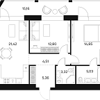Планировка Квартира с 2 спальнями 76.5 м2 в ЖК Forst