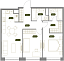 Планировка Квартира с 3 спальнями 69 м2 в ЖК West Garden