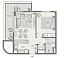 Планировка 1111-комнатная квартира 67.4 м2 в ЖК Oceanz