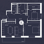 Планировка Апартаменты с 2 спальнями 94.02 м2 в ЖК River Residences