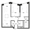 Планировка Квартира с 2 спальнями 74.84 м2 в ЖК Republic