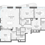 Планировка Квартира с 3 спальнями 162.1 м2 в ЖК Лаврушинский