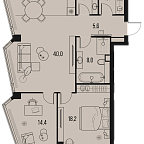 Планировка Квартира с 2 спальнями 94.1 м2 в ЖК High Life