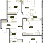 Планировка Квартира с 4 спальнями 98.7 м2 в ЖК West Garden