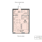 Планировка Квартира с 1 спальней 33.7 м2 в ЖК Stories