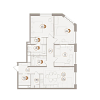 Планировка Апартаменты с 3 спальнями 100.3 м2 в ЖК D'oro Mille