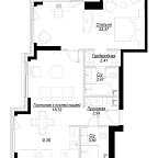 Планировка Квартира с 1 спальней 64.38 м2 в ЖК Hide
