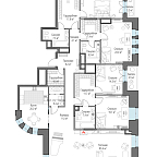 Планировка Квартира с 5 спальнями 283 м2 в ЖК Чистые Пруды