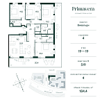 Планировка Квартира с 4 спальнями 184.4 м2 в ЖК Primavera