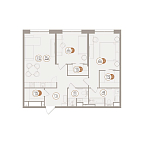 Планировка Апартаменты с 2 спальнями 79.91 м2 в ЖК D'oro Mille