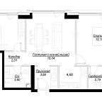 Планировка Квартира с 2 спальнями 65.69 м2 в ЖК Hide