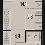 Планировка Квартира с 1 спальней 24.4 м2 в ЖК High Life