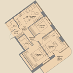 Планировка Квартира с 3 спальнями 81.1 м2 в ЖК Stories