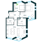 Планировка Апартаменты с 2 спальнями 85.8 м2 в ЖК Level Стрешнево