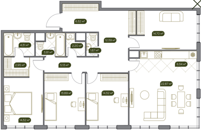 Layout picture 6-rooms from 125.5 m2 Photo 2