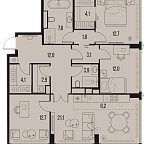 Планировка Квартира с 3 спальнями 104.4 м2 в ЖК High Life
