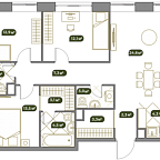 Планировка Квартира с 4 спальнями 98.7 м2 в ЖК West Garden