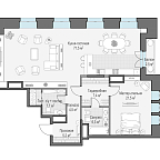 Планировка Квартира с 3 спальнями 124.3 м2 в ЖК Чистые Пруды