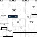 Планировка Квартира с 1 спальней 75.79 м2 в ЖК Клубный дом Noble