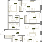 Планировка Квартира с 4 спальнями 91.8 м2 в ЖК West Garden