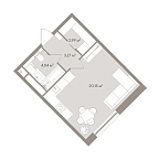 Планировка Апартаменты с 1 спальней 30.45 м2 в ЖК D'oro Mille