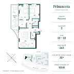 Планировка Квартира с 2 спальнями 106.1 м2 в ЖК Primavera