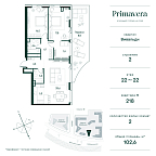 Планировка Квартира с 2 спальнями 102.6 м2 в ЖК Primavera