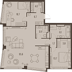 Планировка Квартира с 2 спальнями 117.8 м2 в ЖК High Life
