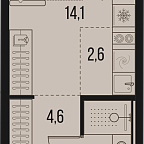 Планировка Квартира с 1 спальней 24.2 м2 в ЖК High Life