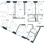 Планировка Квартира с 4 спальнями 143.1 м2 в ЖК Level Академическая