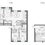 Планировка Квартира с 5 спальнями 155.5 м2 в ЖК Дом Достижение