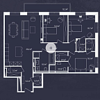 Планировка Апартаменты с 3 спальнями 127.9 м2 в ЖК River Residences
