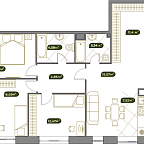 Планировка Квартира с 4 спальнями 91.2 м2 в ЖК West Garden